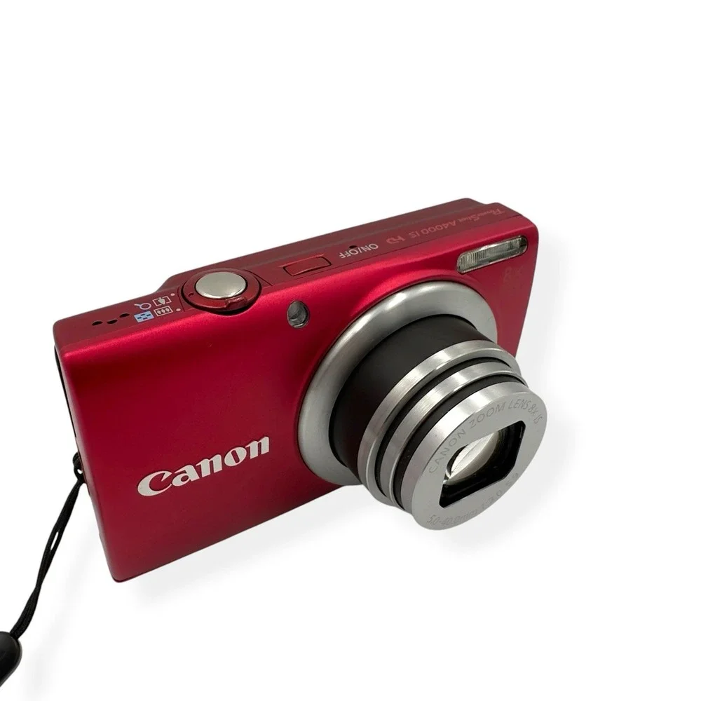Canon PowerShot A4000 IS RED 16 MP Digital Camera 8x Zoom Charger Battery WORKS
